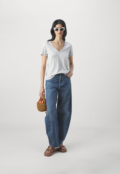 rag & bone THE SLUB VEE - Lihtne T-särk - grey