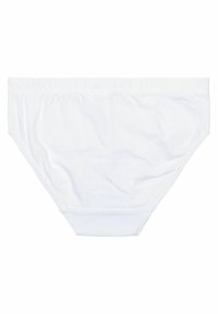 Slips bianchi in cotone con elastico in vita, caratterizzati da una texture liscia e un taglio classico, progettati per comfort e facilità d'uso.