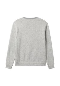 Grauer Sweatshirt mit weicher Textur, Rundhalsausschnitt, gerippten Bündchen und Saum. Einfarbig ohne Muster oder Akzente. Sauberes und minimalistisches Design.