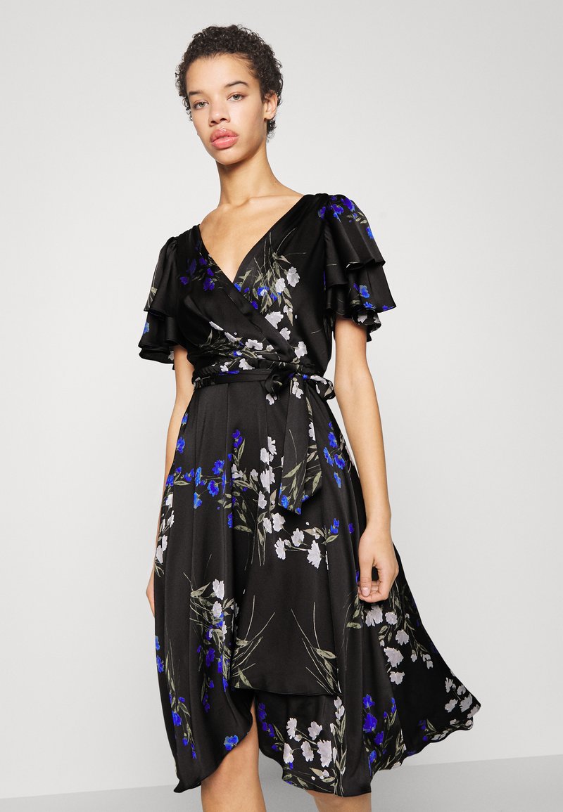 dkny v neck ruffle dress