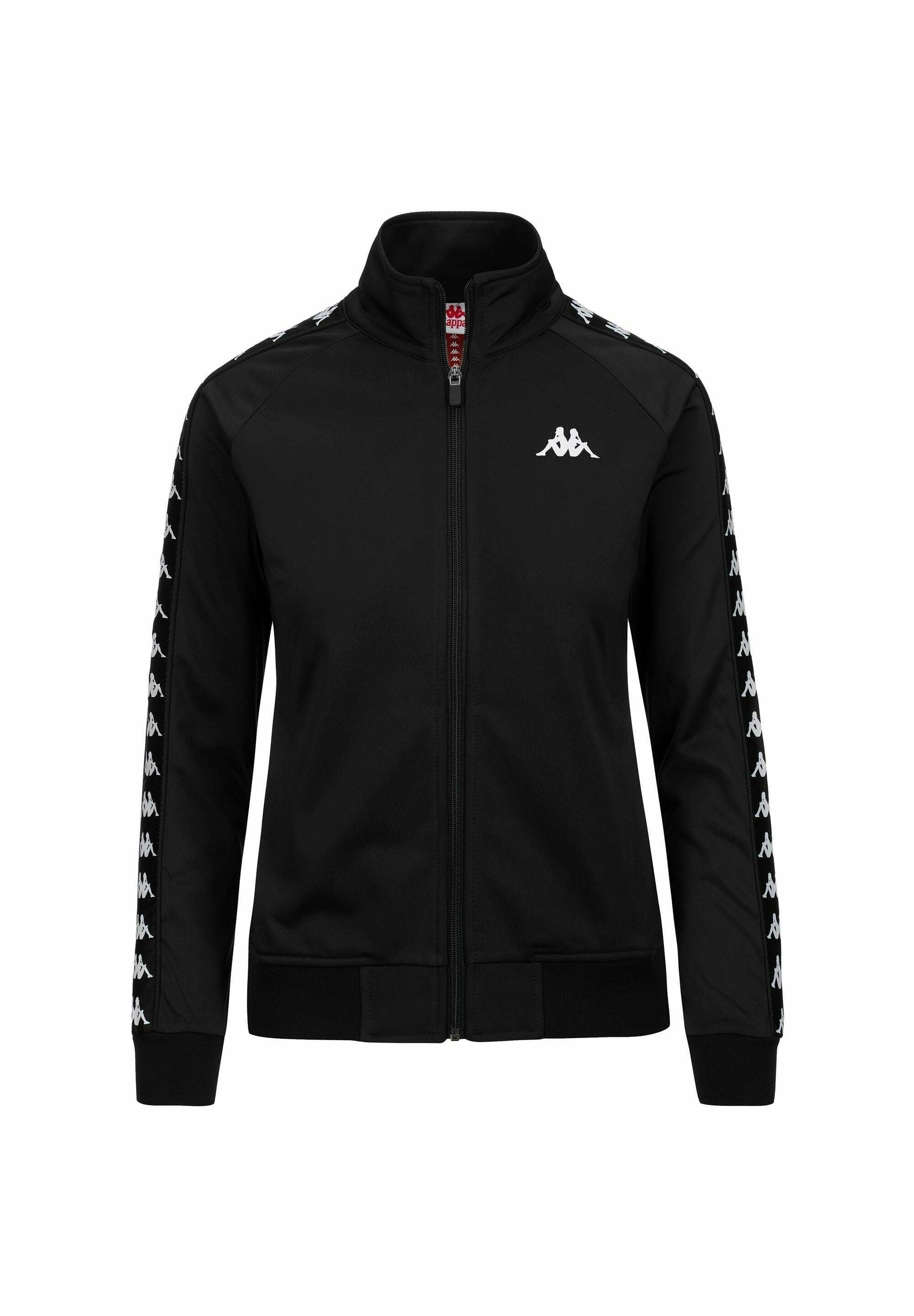Kappa Felpa con zip black/black/white/nero