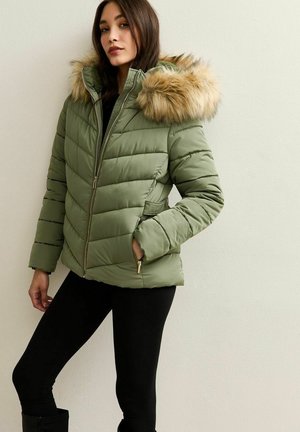 HOODED TRIM PADDED - Winterjas - khaki