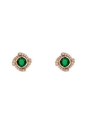 Øreringe - rose gold green