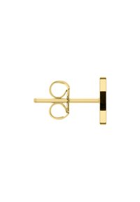 Orecchino a bottone in oro con retro circolare e perno dritto. Superficie liscia con finitura lucida. Design semplice e minimalista.