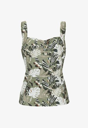Cellbes of Sweden PATTERNED SINGLET WITH SHAPING EFFECT - Bikini-Top - khaki green patterned