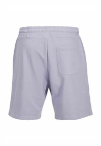 Ljuslavendelfärgade bomullsshorts med elastisk midja, sidofickor och avslappnad passform. Slät textur och enkel design.