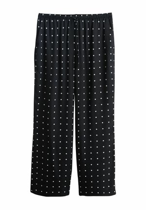 TIE WAIST WIDE - Kelnės - black white polka dot