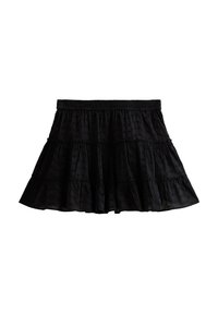 BRODERIE ANGLAISE TIERED MINI - Falda acampanada - black