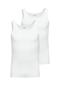 Weiße gerippte Tanktops im Doppelpack, mit breiten Trägern, einem runden Ausschnitt und einer weichen Textur für angenehmen Tragekomfort.