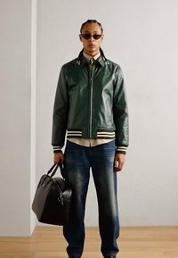Schott STRIPE - Bomber stiliaus striukė - green/offwhite
