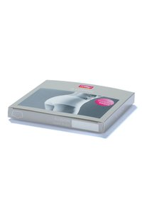 Confezione grigia per slip invisibili da donna, con una foto del capo, design minimalista e un'etichetta che indica i dettagli del prodotto.