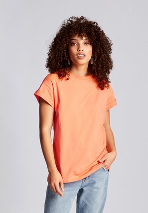 T-SHIRT MIT "OUT-OF-OFFICE" SCHRIFTZUG ODER MIT STRASS DETAILS - T-shirt con stampa - papaya