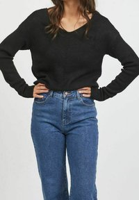 VILA Stickad tröja - black