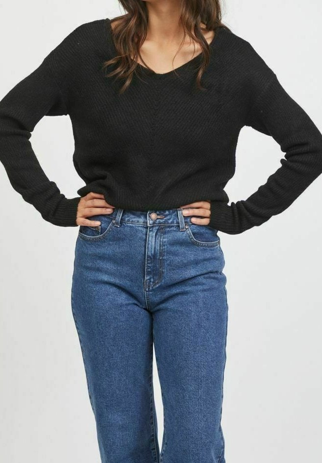 VILA Stickad tröja - black