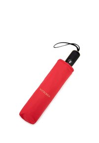 Red umbrella sleeve made of textured fabric, featuring a black top handle and gold "WITTCHEN" logo. Compact and portable design with a wrist strap.