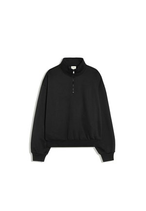 Bershka, HALF ZIP - JERSEY - Sweatshirt - black