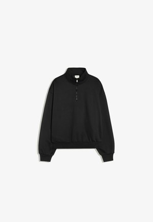 Bershka, HALF ZIP - JERSEY - Sweatshirt - black