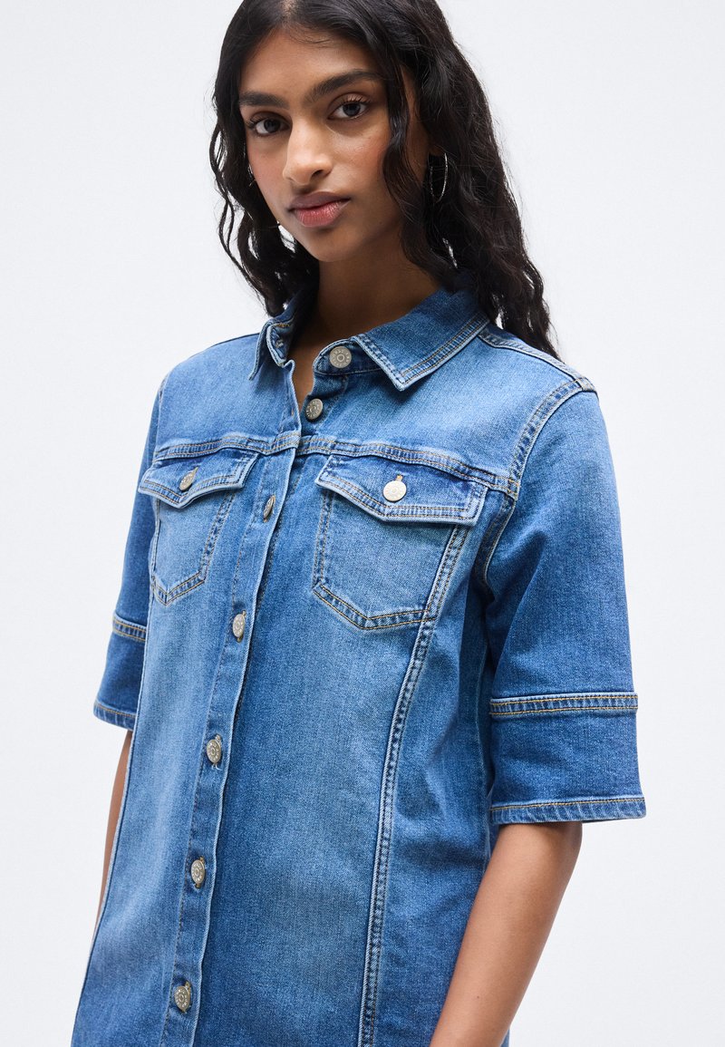 petite denim dresses uk Denim Petite Denim Midi Dress