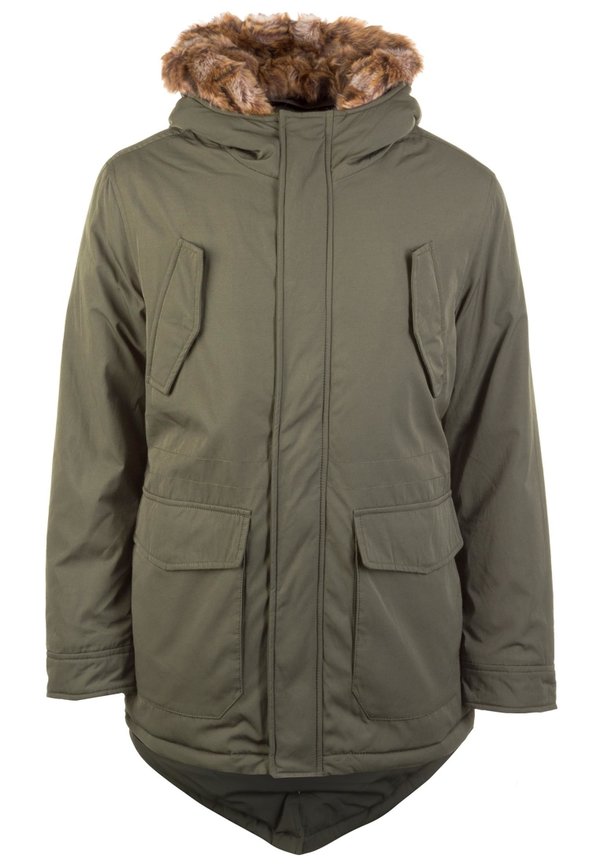 FAKE FUR HOODED - Wintermantel - darkolive