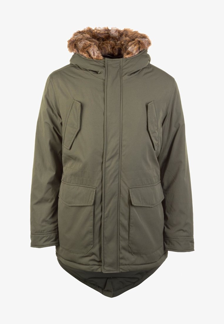 Urban Classics FAKE FUR HOODED - Winter coat - darkolive