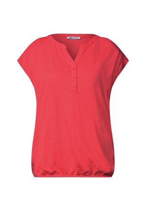 Street One, DROPPED SHOULDER SHIRT MIT SPLIT NECK - T-shirt basique - sunset red