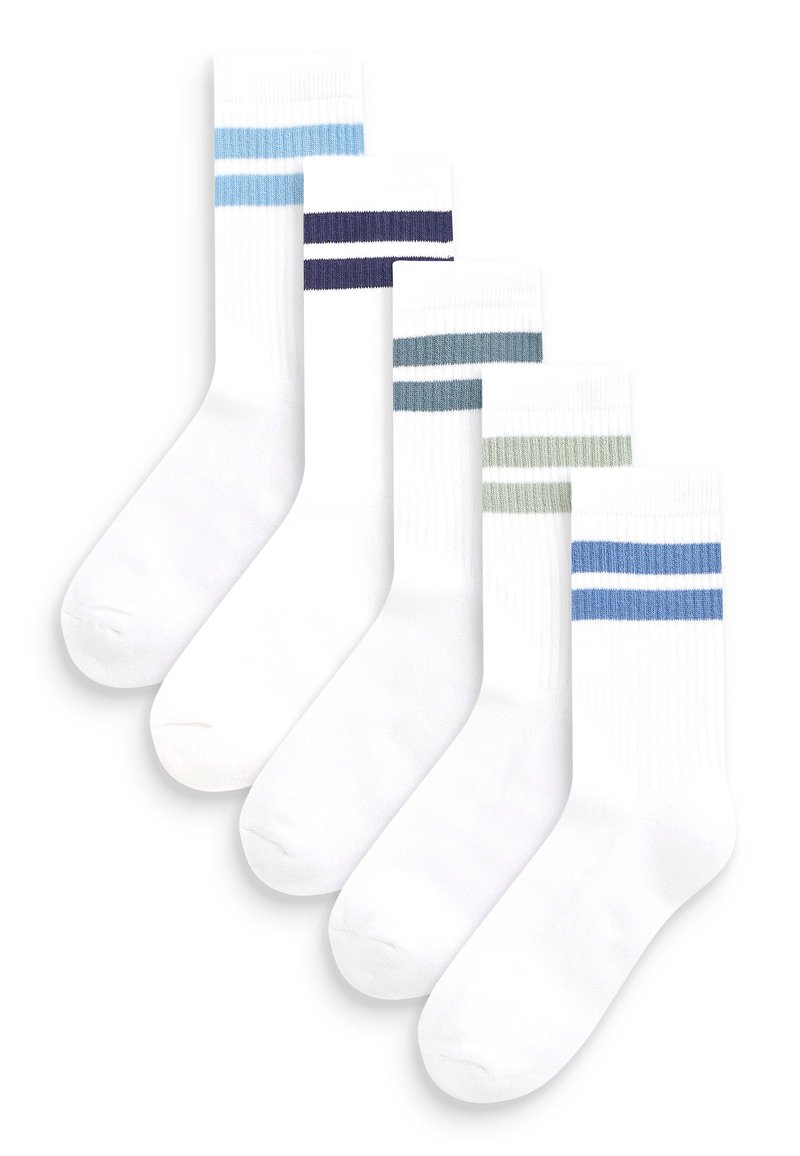 Next - 5 PACK RICH CUSHIONED FOOTBED - Șosete - white blue, Extindeți