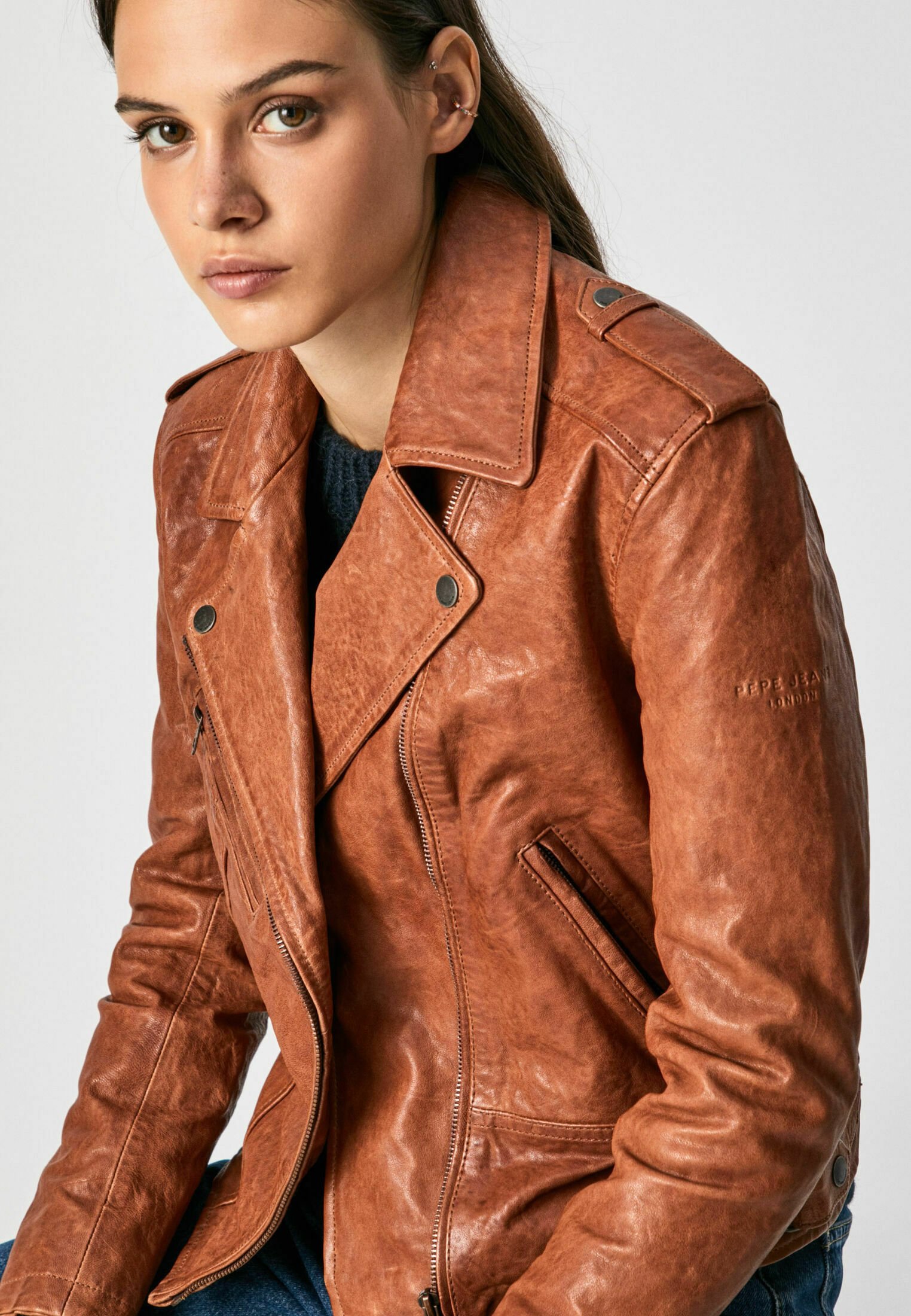 Pepe Jeans MEGAN - Giacca di pelle - cognac - Zalando.it