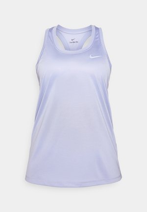 Débardeur Nike de couleur violet clair avec un col rond, des bretelles fines et un tissu respirant. Présente un logo Nike sur la poitrine.