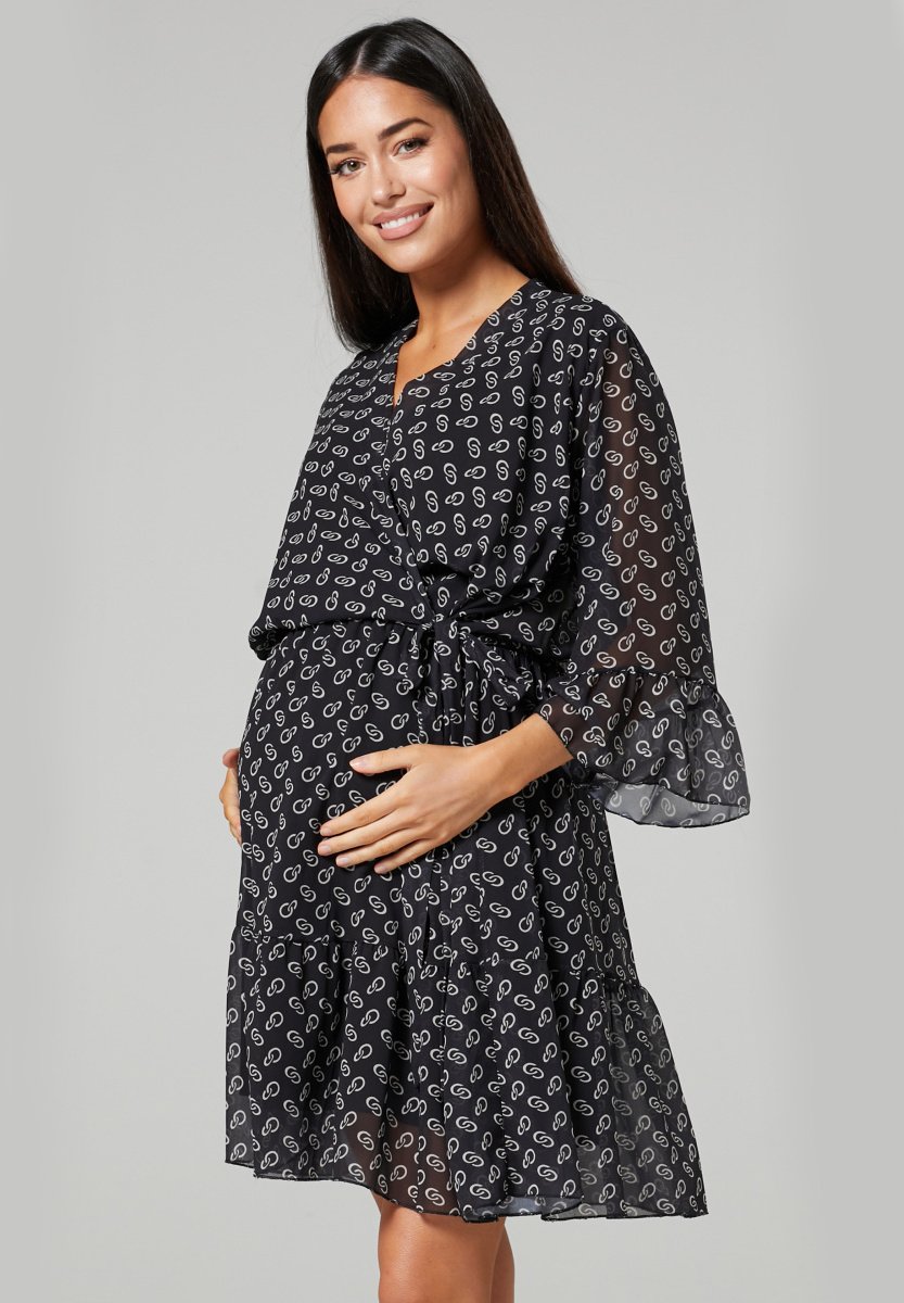 Happy Mama. Dames 2-in-1 omstang geplooide stijljurk maxi-jurk