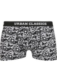 Juodos ir baltos boxer kelnaitės su sudėtingu geometriniu raštu; elastingas juosmuo su užrašu "URBAN CLASSICS"; pagamintos iš tampraus audinio.