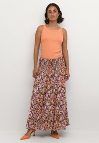 Kaffe Maxinederdele - melon pink abstract flower