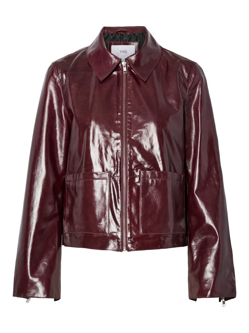 YAS Leren jas bordeauxrood