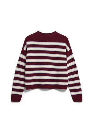 ARMEDANGELS, MERINAA STRIPED - Strickpullover - velvet red-soft blue-oatmilk