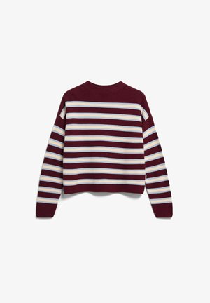 ARMEDANGELS, MERINAA STRIPED - Strickpullover - velvet red-soft blue-oatmilk
