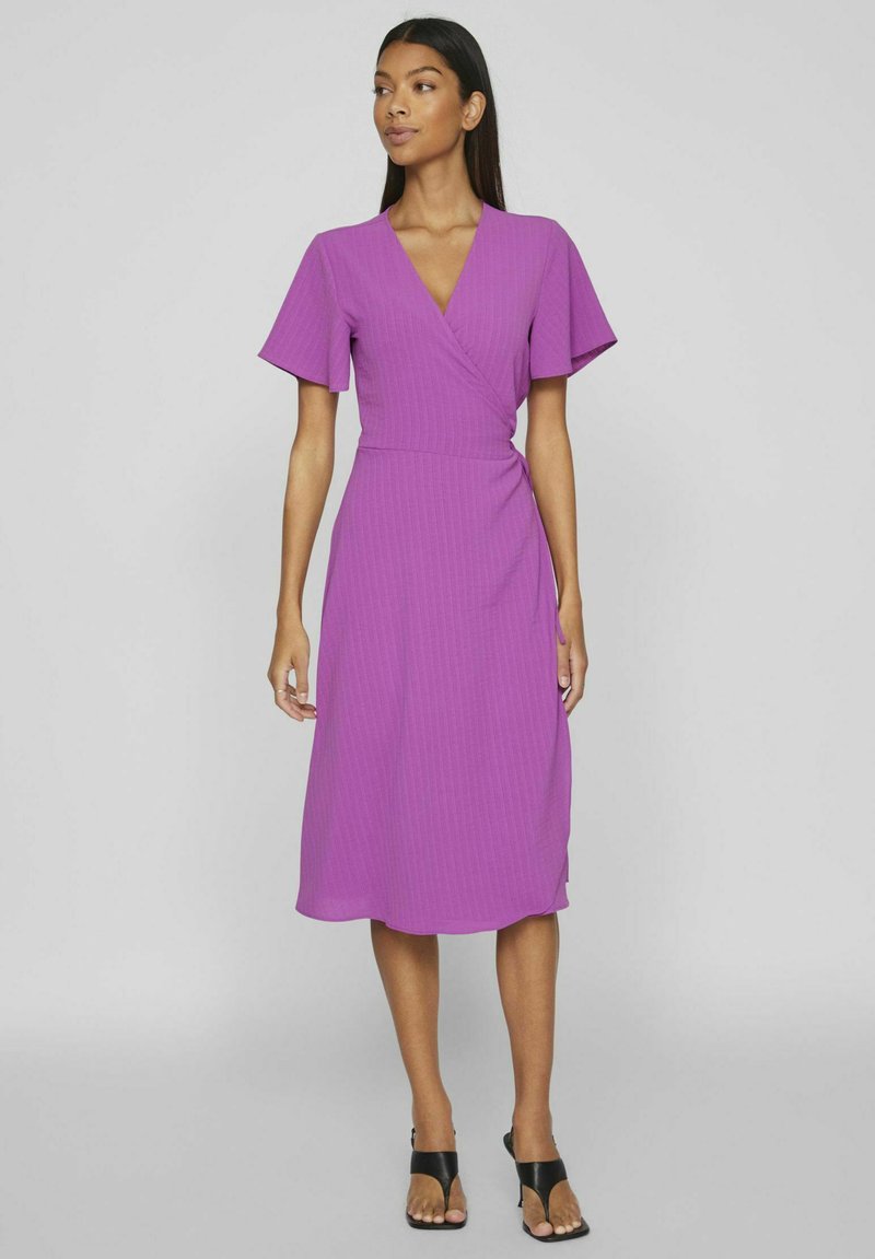 VILA VILOVIE S/S WRAP MIDI DRESS - NOOS - Robe de jour - cattleya orchid