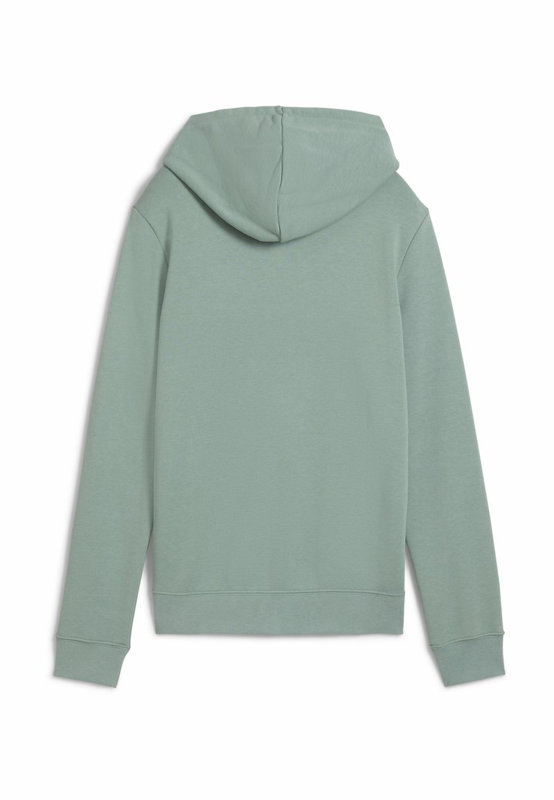 Felpa con cappuccio in verde chiaro, realizzata in tessuto morbido. Presenta maniche lunghe e una vestibilità comoda, con polsini e orlo a coste.