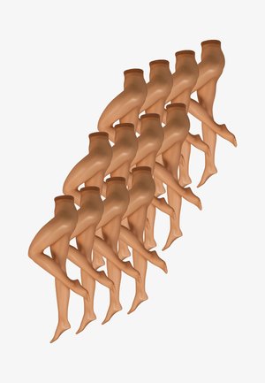 Beiger gepolsterter BH mit verstellbaren Trägern, glatter Textur und Bügelunterstützung, kombiniert mit transparenten, hautfarbenen High-Waist-Slips.