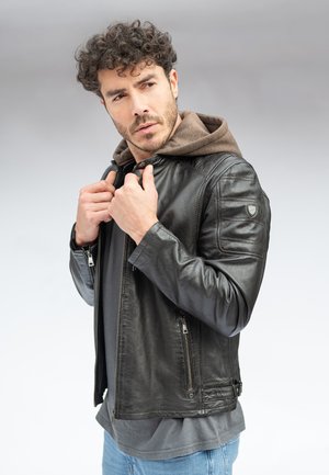 RYLO LAKEV - Chaqueta de cuero - dark brown