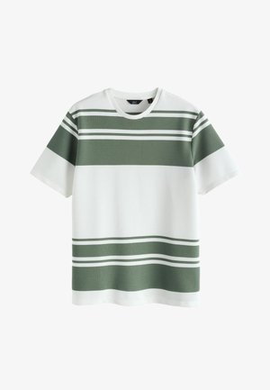 Next, REGULAR FIT - HORIZONTAL STRIPED T-SHIRT . - T-shirt con stampa - green white