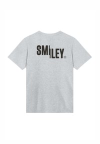 Gray cotton t-shirt featuring a large black "SMI|LEY" logo printed on the back. Short sleeves with a relaxed fit.