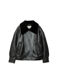 REVERSIBLE - Imitatieleren jas - black