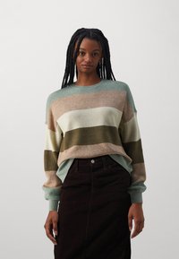 ONLY - ONLATIA STRIPE NOOS - Strickpullover - hedge green/toasted coconut/pumice stone/breen Thumbnail-Bild 1