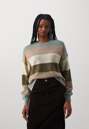 ONLY ONLATIA STRIPE NOOS - Strickpullover - hedge green/toasted coconut/pumice stone/breen