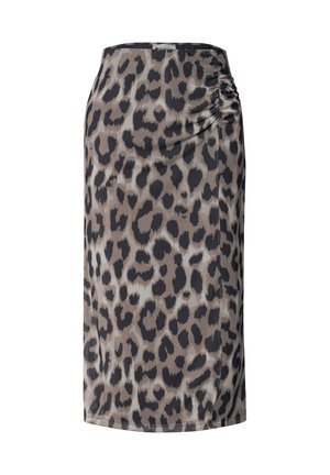 Street One, MIDI-ROCK AUS MESH MIT PRINT - A-line skirt - timeless beige
