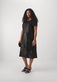 MICHAEL Michael Kors SEQUIN STRIPE MIDI DRESS - Robe de soirée - black