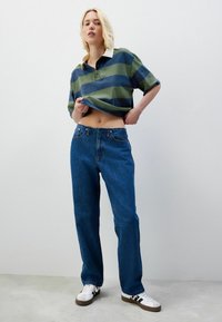 Next STRIPE RUGBY - Bluză polo - green navy stripe