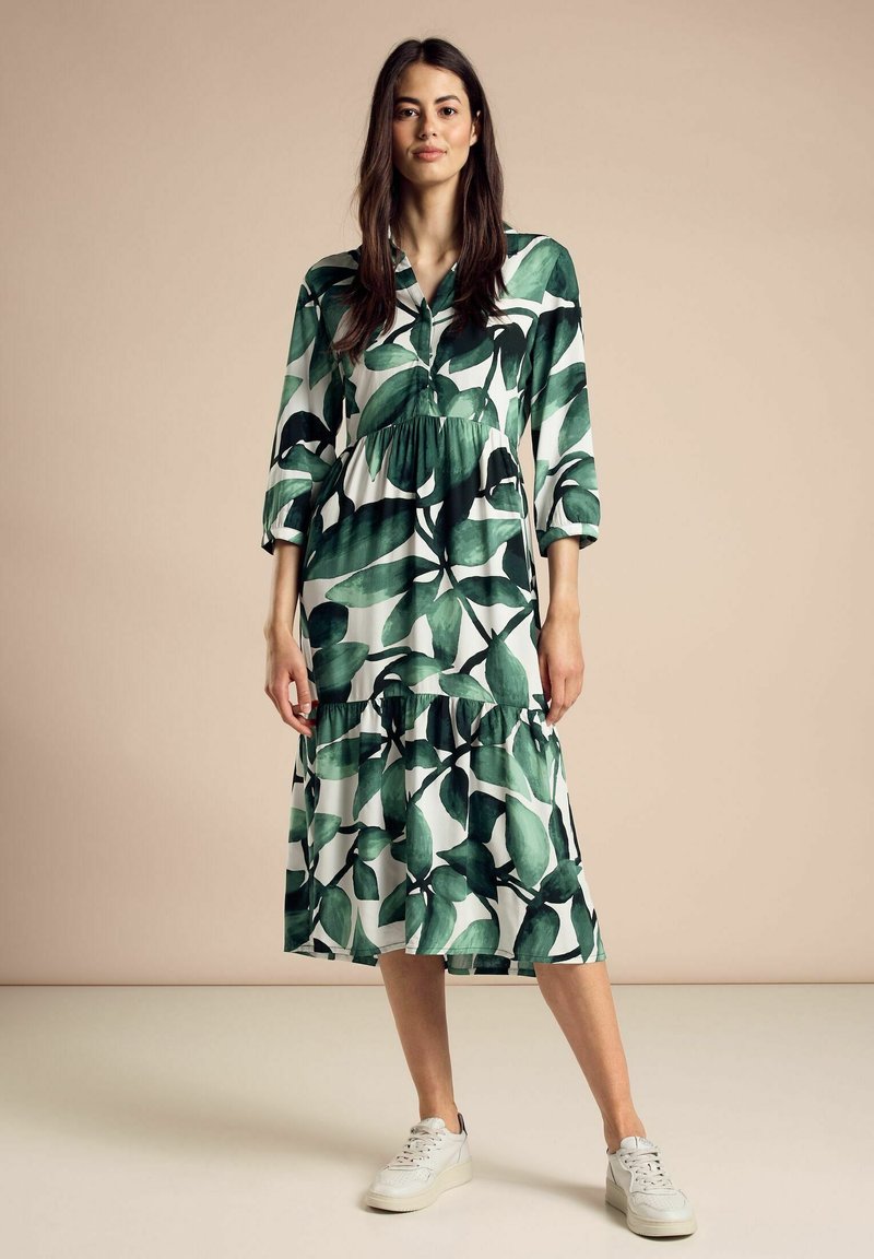 Street One MIDI MIT PRINT - Skjortklänning - grün