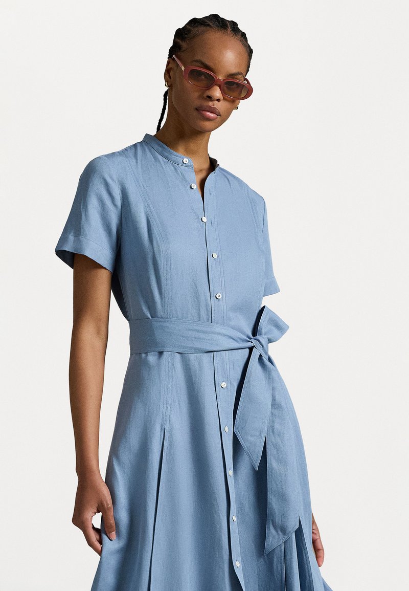Polo Ralph Lauren BELTED SILK BLEND A LINE DRESS - Päevakleit - channel blue