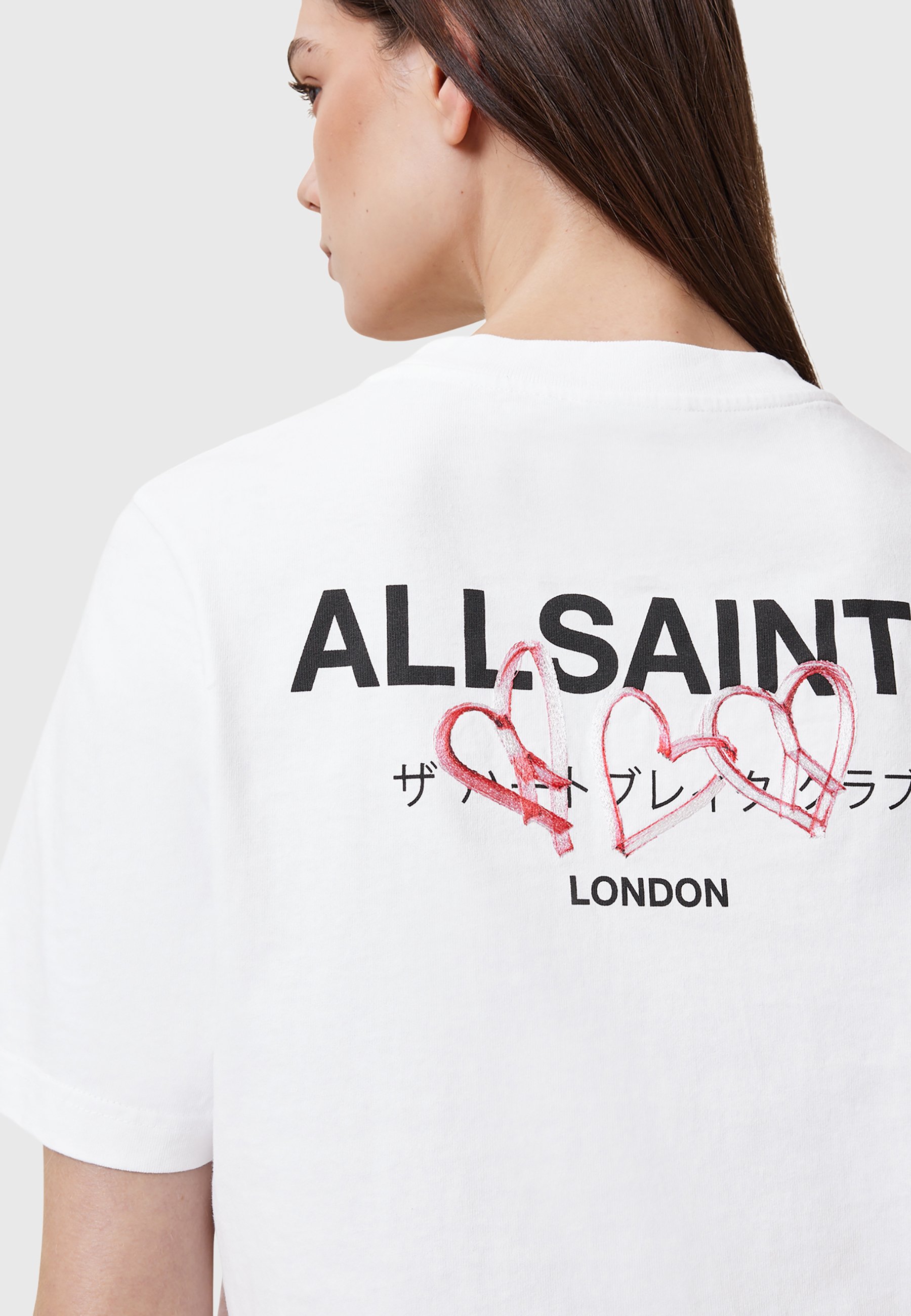 オールセインツ AllSaints Heart Lisa Tee レディース シャツ トップス Optic White AllSaints Amoré Lisa Heart Embroidered Cotton Graphic T