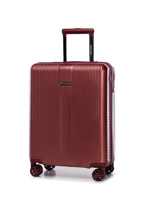 Hard-shell red suitcase with four double spinner wheels and an extended telescopic handle, brand name Wittchen visible on front and handle.